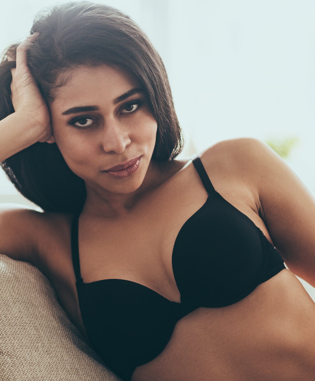 Westlake village breast augmentation model with brown hair